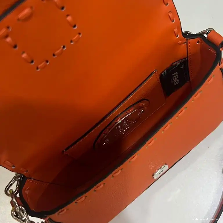 Affordable HOT In Cuoio Baguette Mini Fendi Leather Romano Orange Bag Selleria 0619